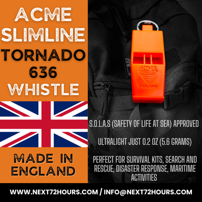 ACME Slimline Tornado 636 Whistle | SOLAS Approved | Extremely Loud