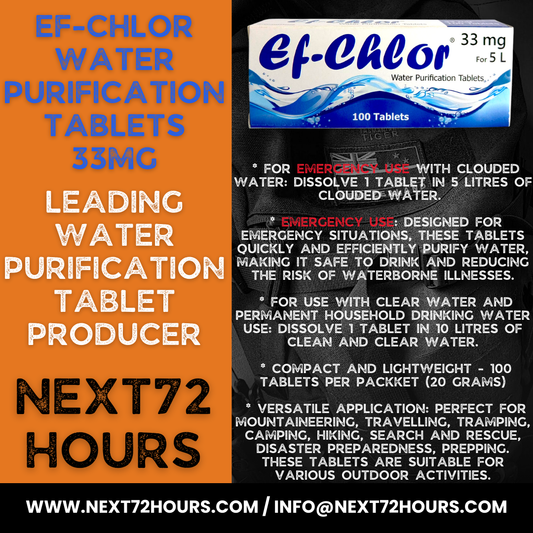 Ef-Chlor 33mg Water Purification Tablets - Pack of 100 | New Zealand